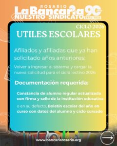 Kits Escolares 2026Como cada año, desde La Bancaria Rosario acompañamos a las familias bancar